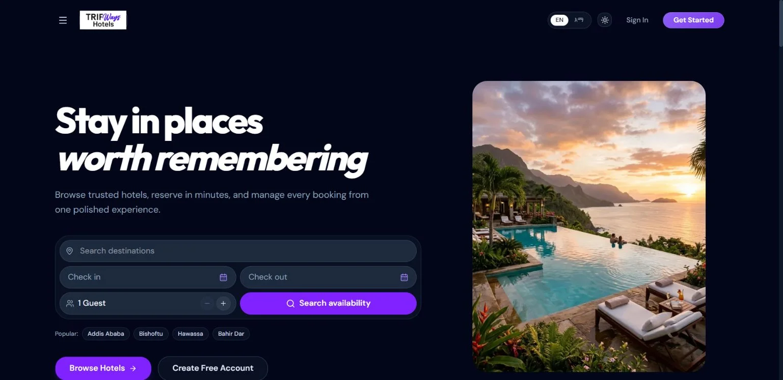 Tripways Hotels website screenshot